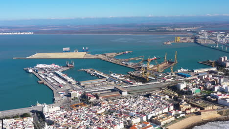 Cadiz-modern-port-Constitution-of-1812-Bridge-aerial-view-sunny-day-Spain